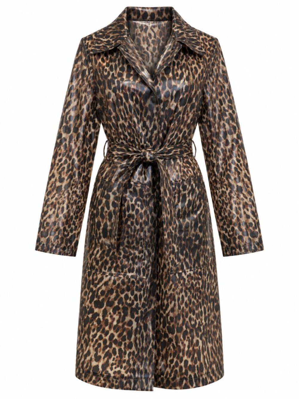 Vintage Banana Republic Leopard Print Glossy Translucent Trench Raincoat M